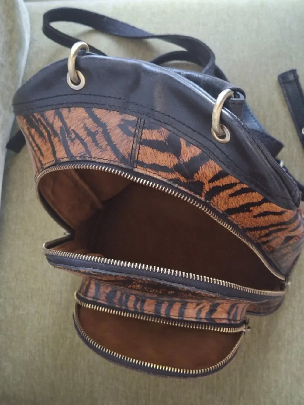 Patricia Nash Tiger Print Leather Backpack